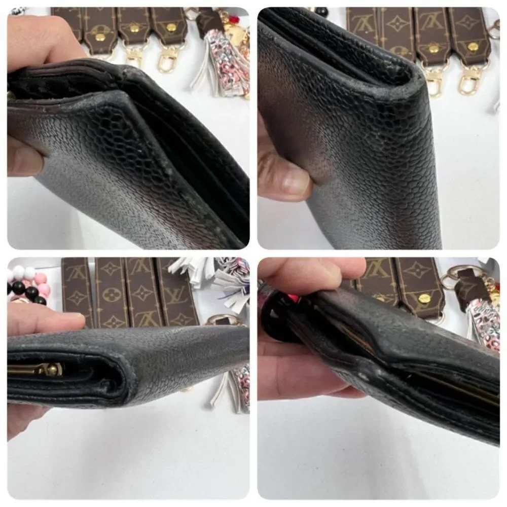 Chanel Black Caviar Leather CC Logo Long Wallet